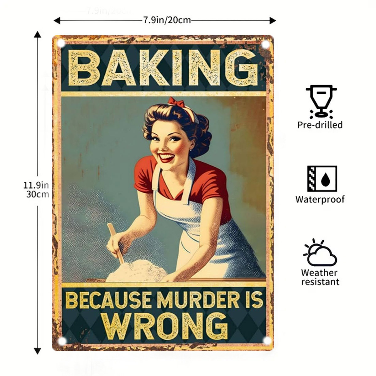 Kitchen Baking Quotes - Металлическая жестяная табличка с юмористическим надписью