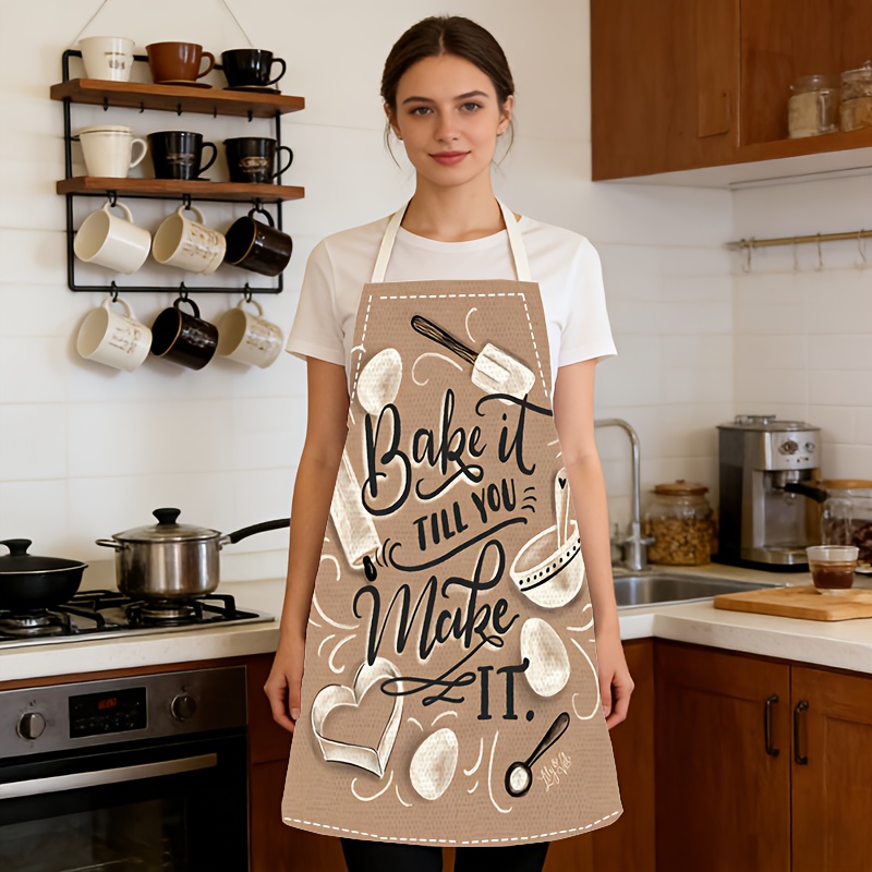 Kitchen Baking Quotes - Фартук для выпечки с принтом, бежевый,
